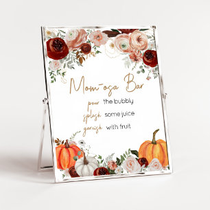 Fall Marsala Burgundy Floral Pumpkin Mum Osa Bar Poster