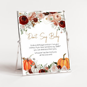 Fall Marsala Burgundy Pumpkin Don't Say Baby Poster