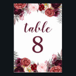 Fall Marsala Peony Wedding Table Number Cards<br><div class="desc">Fall Marsala Peony Wedding Table Number Cards - design features a white background with various peonies, roses, and other floral elements in shades of Marsala, burgundy, blush pink, grey and more. View the full matching collection link found on this page to complete the look for your event. You'll see a...</div>