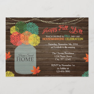 Fall Mason Jar Housewarming Invitation