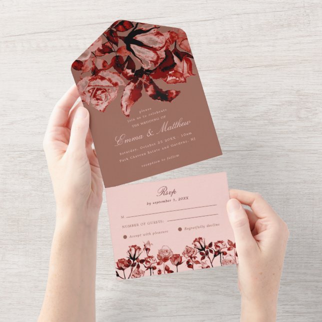 Fall Maximalist Wildflower Garden Elegance Wedding All In One Invitation (Tearaway)
