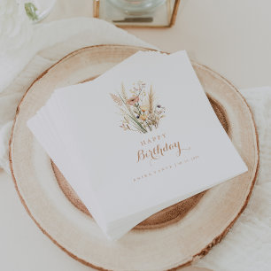 Fall Meadow Wild Floral Birthday Party Napkin