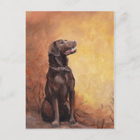 "Fall Memories"  Labrador Retriever Art Postcard
