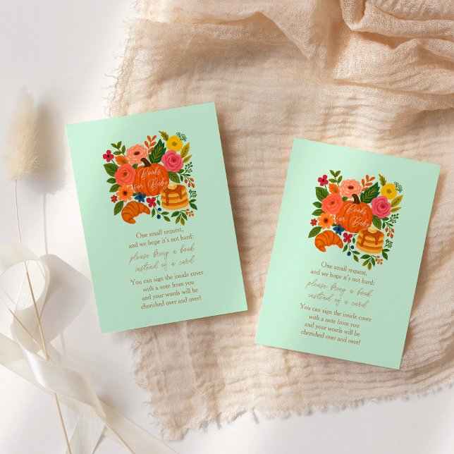 Fall Mint Pumpkin Baby Shower Book Request Enclosure Card (Creator Uploaded)