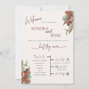 Fall Modern Floral Autumn Wedding Ceremony Program
