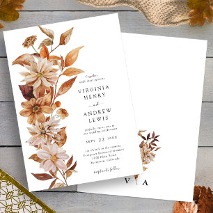 Fall Modern Floral Wedding Invitation