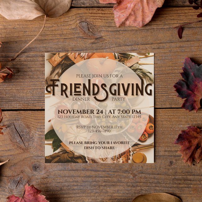 Fall Modern Friendsgiving Thanksgiving Holiday Invitation (Creator Uploaded)