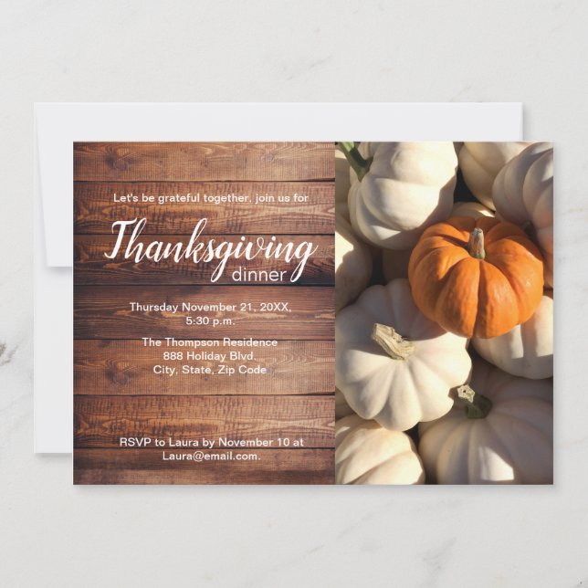 Fall Modern Script Thanksgiving Dinner Party Holiday Card (Front)