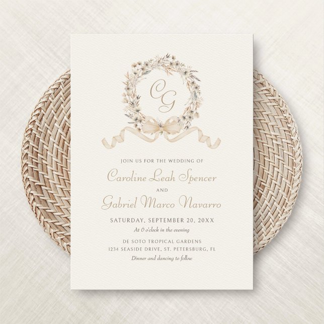 Fall Monogram Minimalist Wedding Invitation (Creator Uploaded)