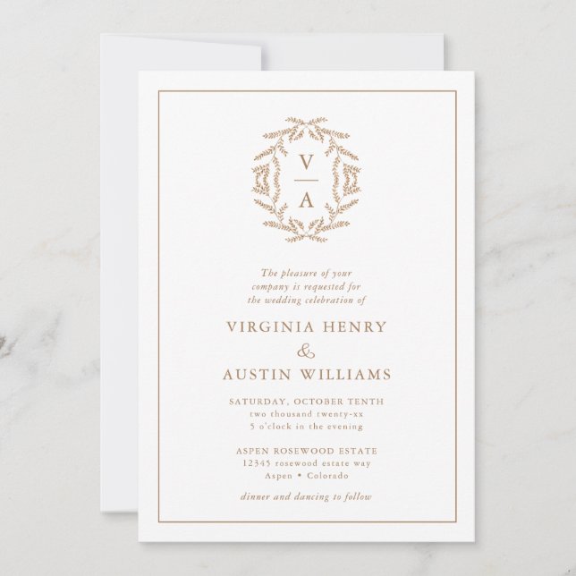 Fall Monogram Wedding Invitation (Front)