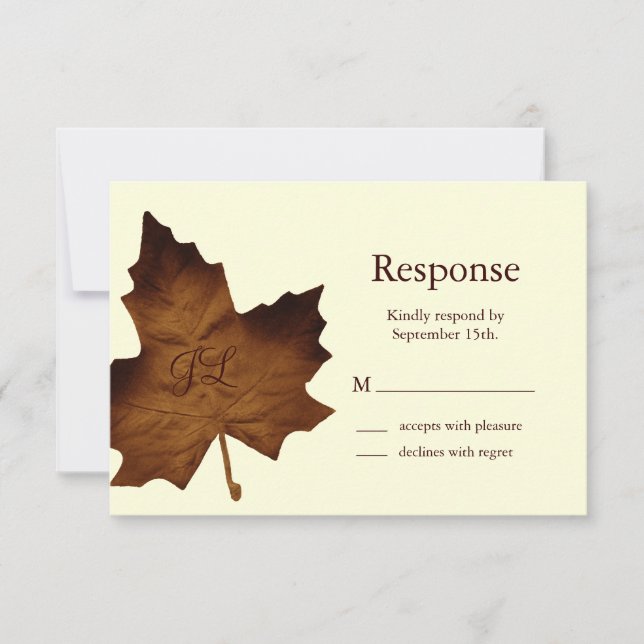 Fall Monogrammed RSVP (brown) Card (Front)