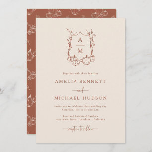 Fall Monogrammed Wedding Invitation