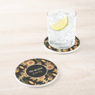 Fall Mood Acorn Oak Watercolor Art Coaster