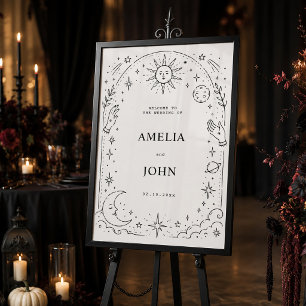 Fall Moody Celestial Wedding Welcome Poster