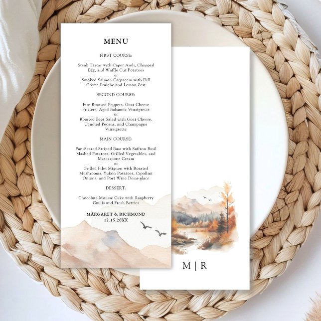 Fall Mountain Lakeside Rustic Wedding Menu (Creator Uploaded)