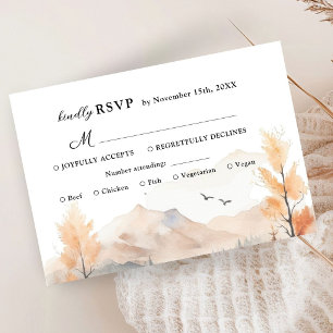 Fall Mountain Rustic Wedding RSVP Card