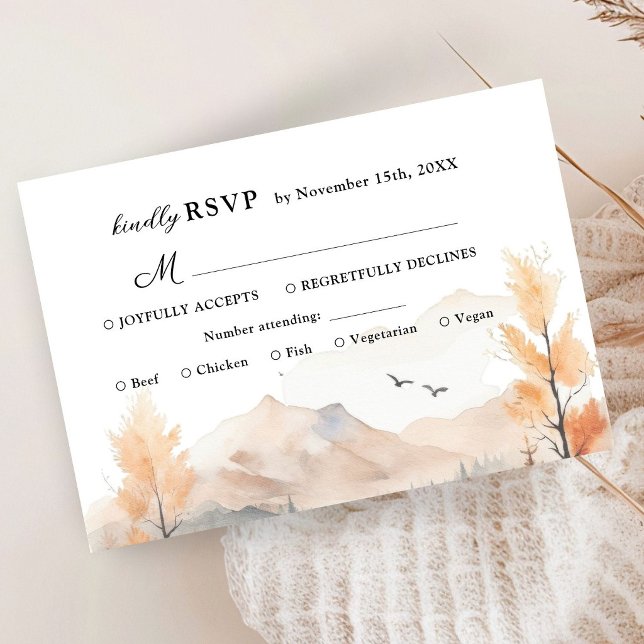 Fall Mountain Rustic Wedding RSVP Card (Creator Uploaded)