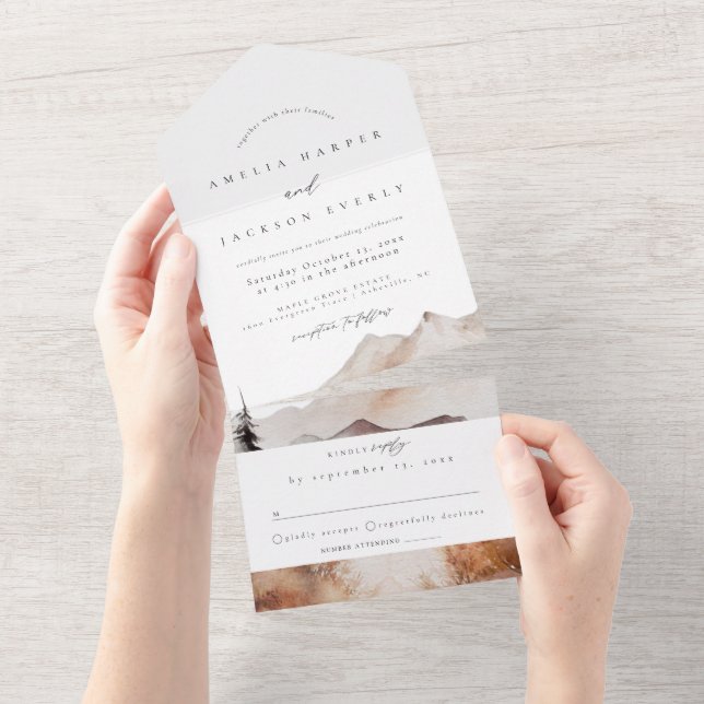 Fall Mountain Wedding All In One Invitation (Tearaway)