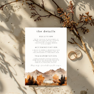 Fall Mountain Wedding Details Card