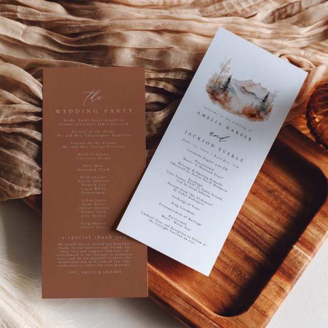 Fall Mountain Wedding Order of Events Program (Creator Uploaded)