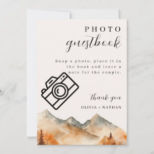Fall Mountain Wedding Photo Guestbook Table Card
