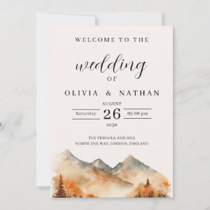 Fall Mountain Wedding Program Ceremony Invitation