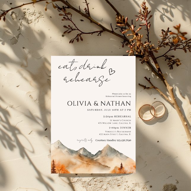 Fall Mountain Wedding Rehearsal Dinner Invitation (Creator Uploaded)