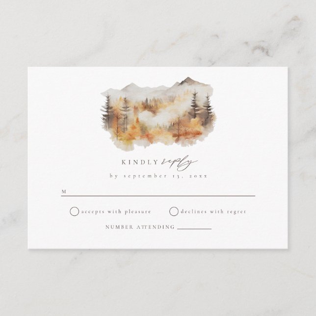 Fall Mountain Wedding RSVP Enclosure Card (Front)