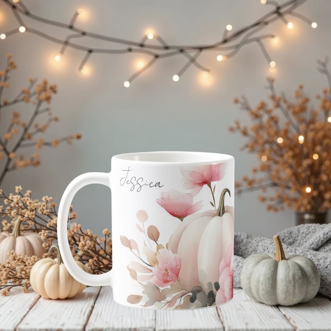 Fall Mug with pink Pumpkins and Flowers (Creator Uploaded)