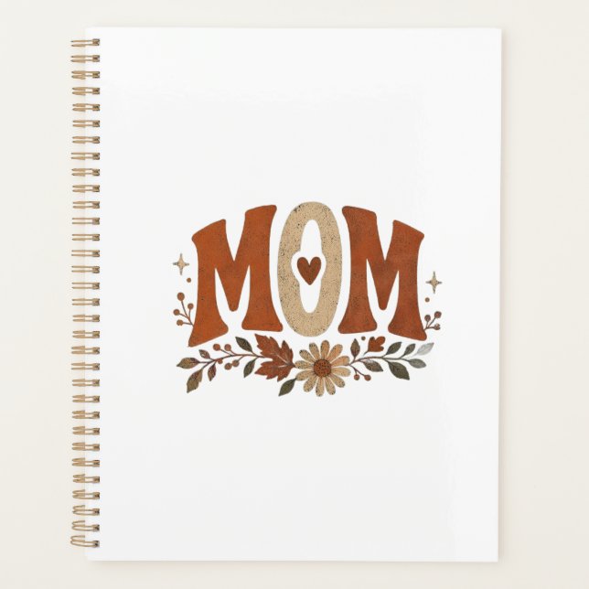 Fall Mum Boho Floral Terracotta Retro Earthy Wildf Planner (Front)