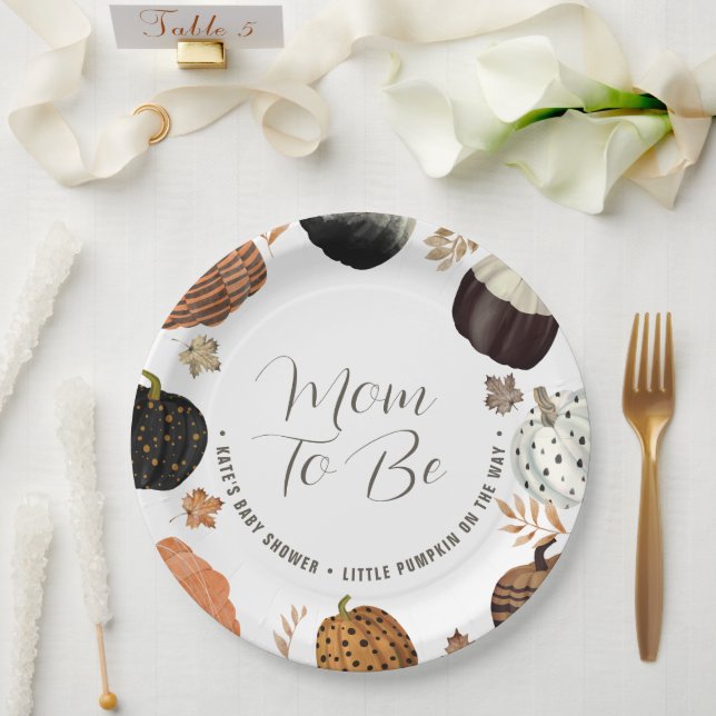 Fall Mum to Be Little Pumpkin Baby Shower Paper Plate (Wedding)