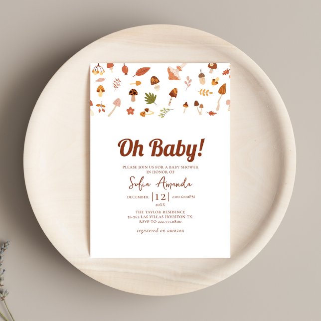 Fall Mushroom Baby Shower Invitation (Creator Uploaded)