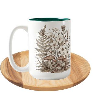 Fall mushrooms cottagecore floral Two-Tone coffee mug