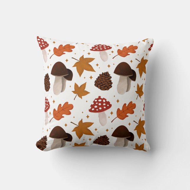 Fall & Mushrooms Pattern Cushion (Front)