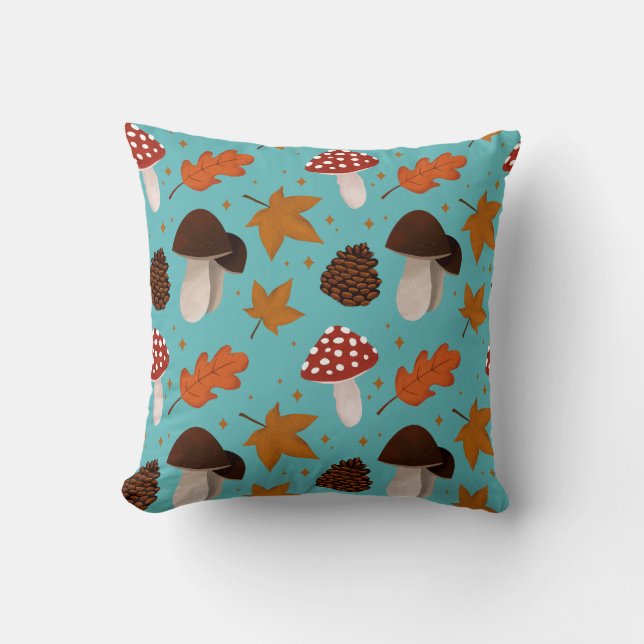 Fall & Mushrooms Pattern Cushion (Front)