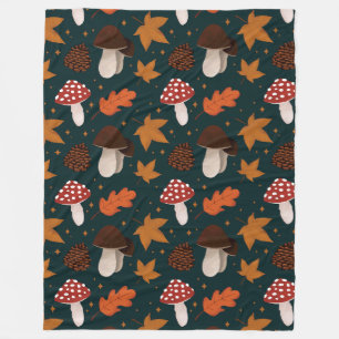 Fall & Mushrooms Pattern Fleece Blanket