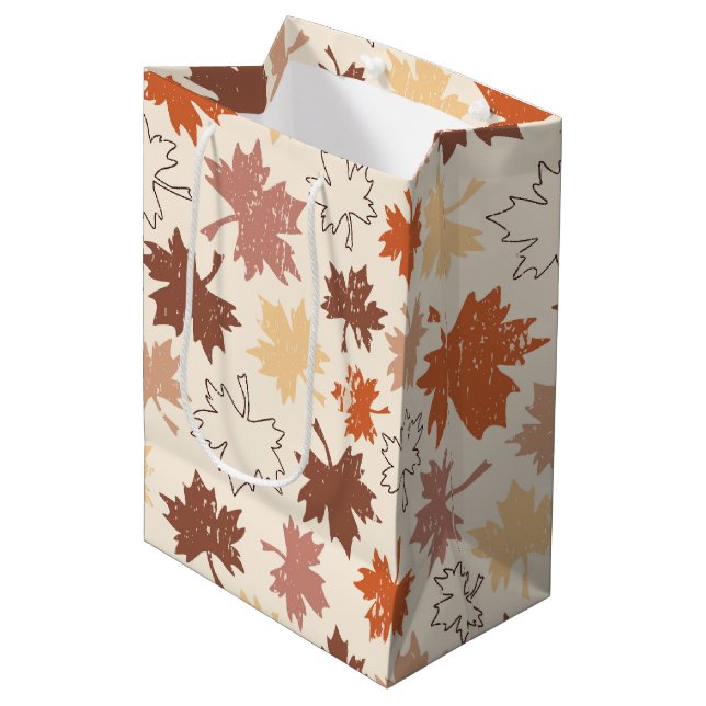 Fall nature, autumn maple leaf thanksgiving medium gift bag (Front Angled)