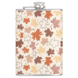Fall nature, autumn maple leaf thanksgiving's day hip flask