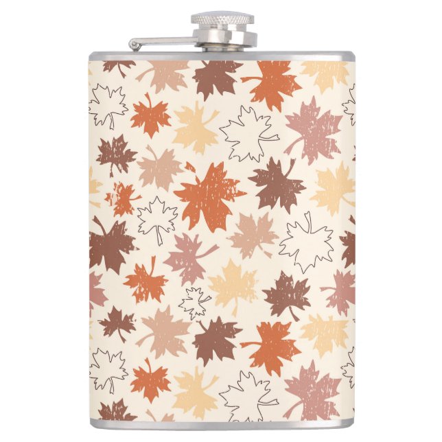 Fall nature, autumn maple leaf thanksgiving's day hip flask (Front)
