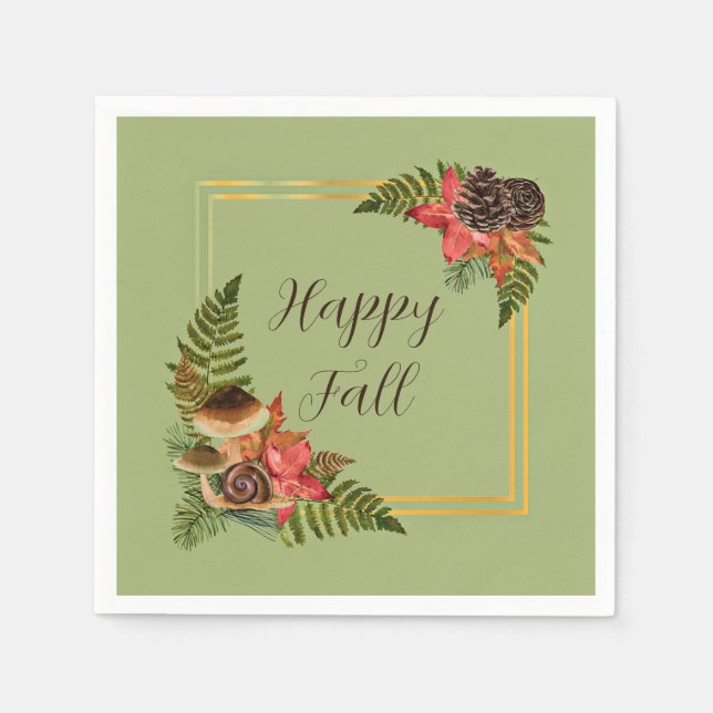 Fall nature frame with customisable text  napkin (Front)
