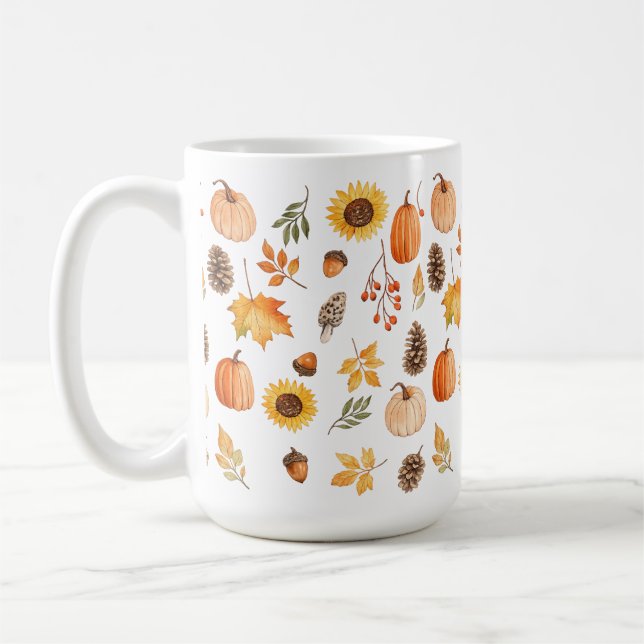 Fall Nature Mug, autumn Fall Coffee , Fall pumpkin Mug (Left)
