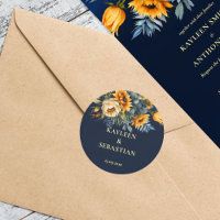 Fall navy blue rustic sunflower wedding