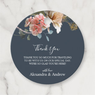 Fall Navy Blue Thank You Welcome Bag Wedding Favour Tags