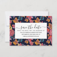Fall Navy Pumpkin Leaves Watercolor Pattern