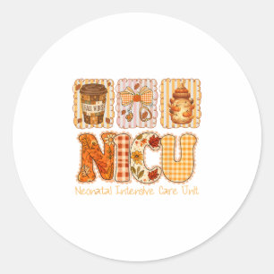 Fall Nicu Nurse Thanksgiving Pumpkin Autumn  Classic Round Sticker