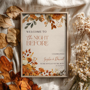 Fall Night Before Rehearsal Dinner Welcome Sign