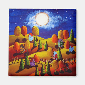 Fall Night Under Moon Magnet