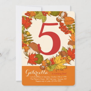 Fall Number Birthday Invitations