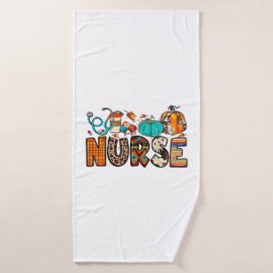Fall Nurse Leopard Cowhide Pumpkin Fall 744 Bath Towel