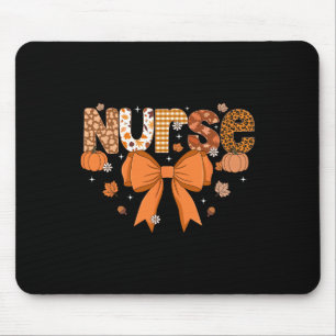 Fall Nurse Shirt Women Pumpkin Season Autumn Thank Mouse Pad